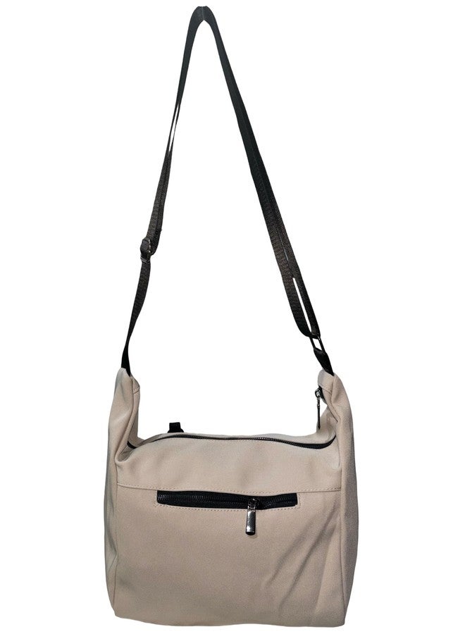 GLOSSY Casual Crossbody Sling Bag, Large Capacity, Multiple Compartments (Cream) - Image 4